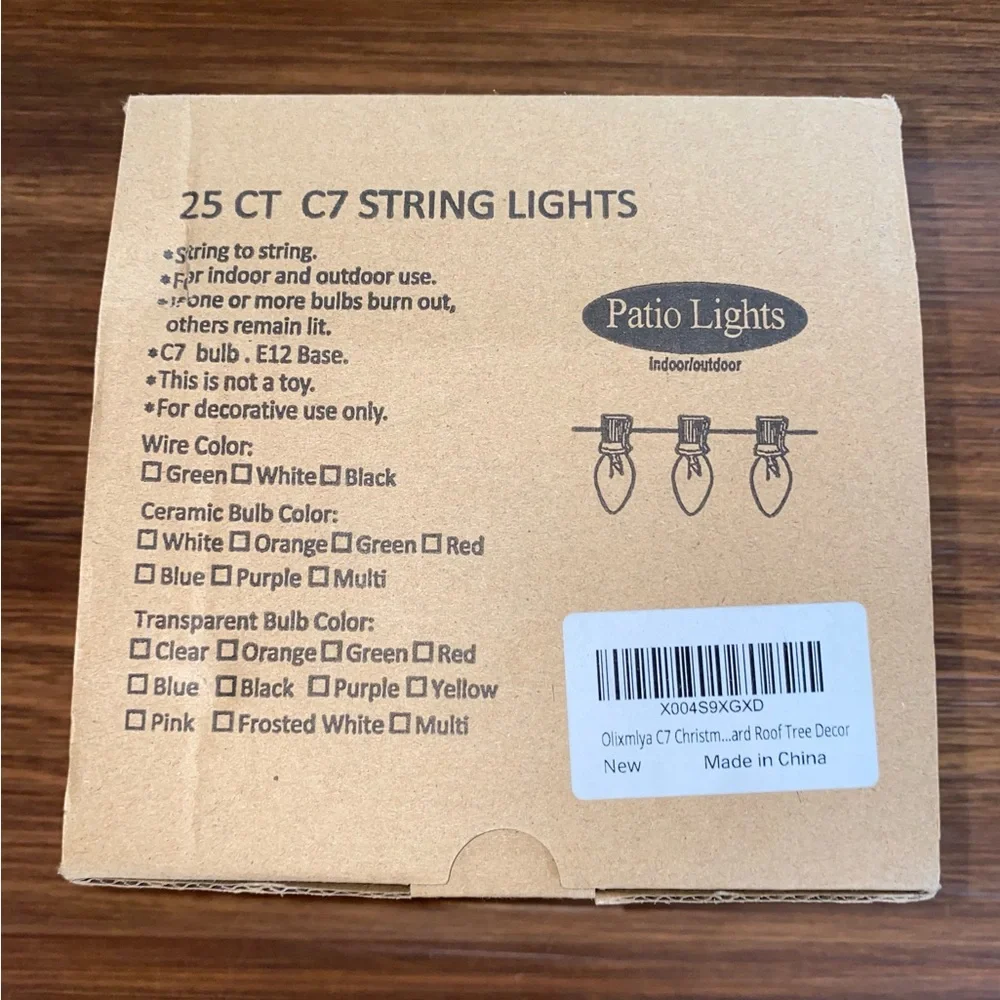 Outdoor/Indoor C7 Patio Christmas Lights 25FT Multicolor Classic Bulbs Brand New